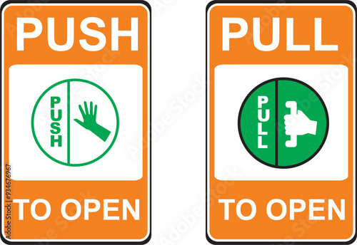 vector push pull sign for door