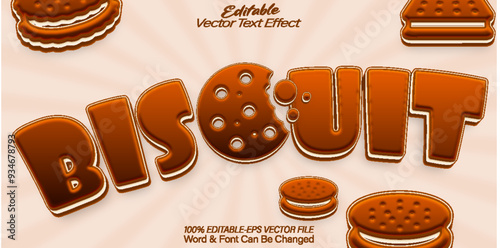 Biscuit Vector Text Effect Editable Alphabet Cookie Snack Cake Baked Food Chocolate Cracker