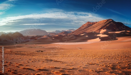 a giant, realistic, dry and hot desert with a sunny day and lots of sand