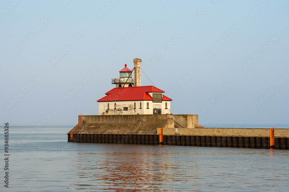 Duluth North Pier Lighthouse with blue skies in the afternoon light. Duluth North Pier Lighthouse with blue skies in the afternoon light.