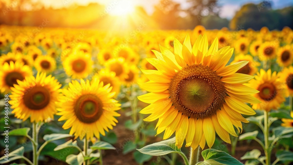 Field of bright yellow sunflowers basking in the sunlight, sunflowers, field, nature, sun, yellow, bright, vibrant, agriculture Field of bright yellow sunflowers basking in the sunlight, sunflowers, field, nature, sun, yellow, bright, vibrant, agriculture