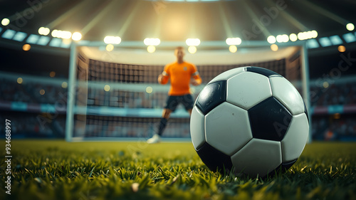 Soccer Goalkeeper Ready for Penalty Kick Close-Up photo