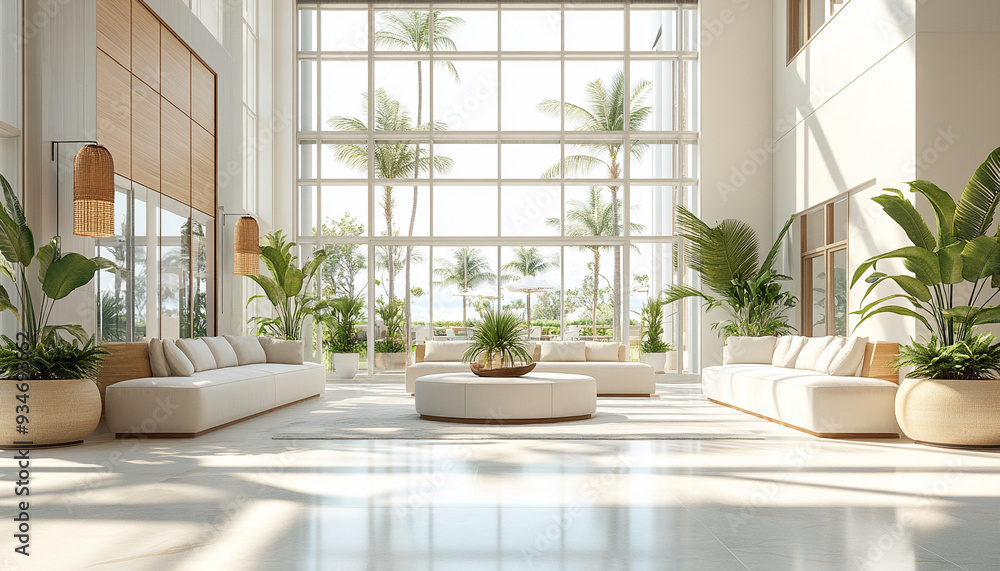Fototapeta premium Modern Chic Hotel Lobby Stylish and Sleek high detail