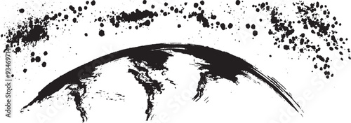 宇宙に浮かぶ地球　筆タッチ