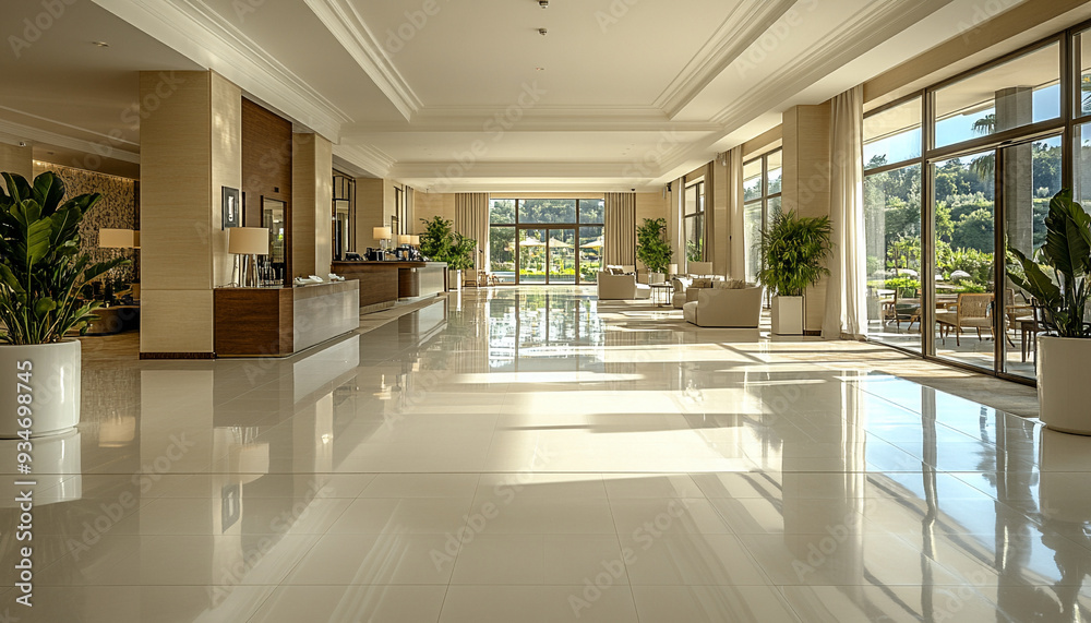 Modern French Hotel Lobby Sleek and Elegant high detail Modern French Hotel Lobby Sleek and Elegant high detail