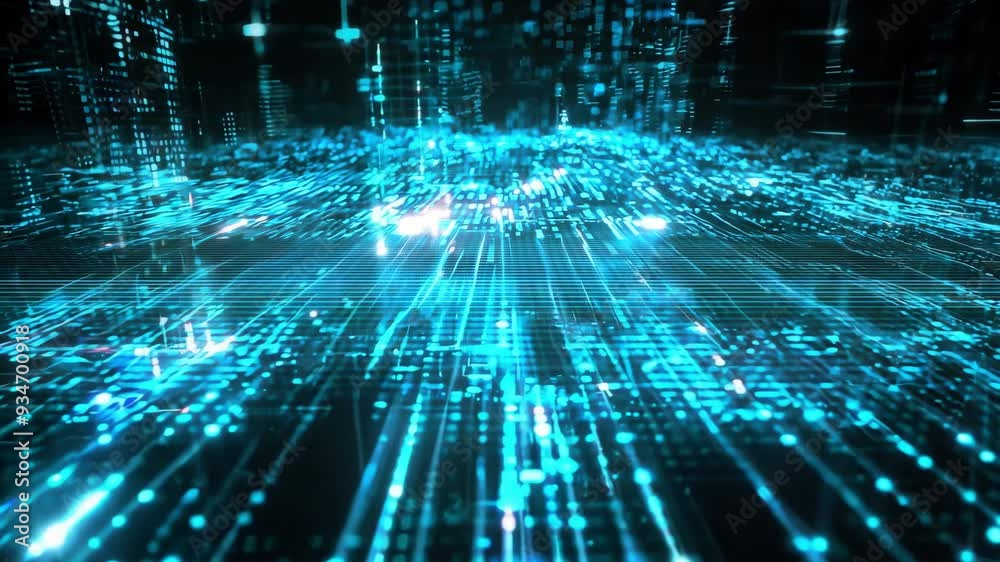 Futuristic digital landscape illustrating a flow of data in vibrant blue hues, representing technology and innovation. Futuristic digital landscape illustrating a flow of data in vibrant blue hues, representing technology and innovation.