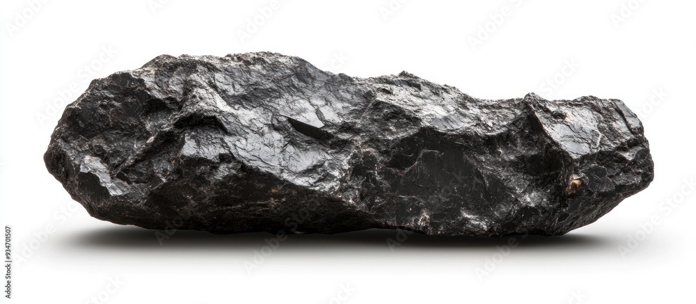 Fototapeta premium Black Rock Isolated on White Background