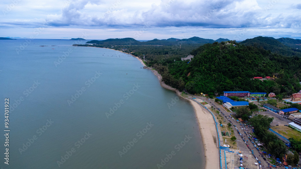Beautiful view of tropical sea with white sand beach in clear blue sky Prachuap Khiri Khan, Thailand. Beautiful view of tropical sea with white sand beach in clear blue sky Prachuap Khiri Khan, Thailand.