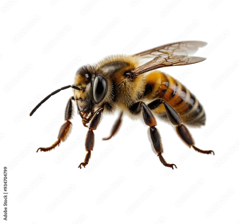 Stunning Macro Bee in Flight. PNG Stunning Macro Bee in Flight. PNG