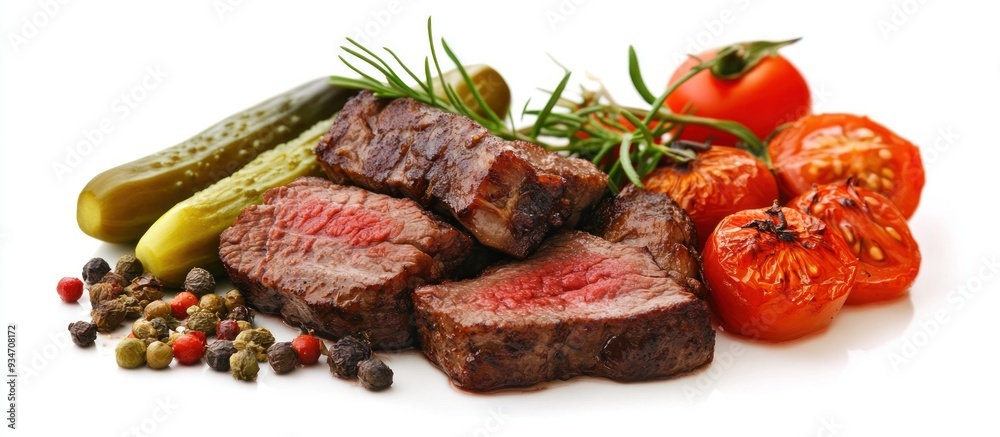 Grilled Steak with Vegetables and Spices Grilled Steak with Vegetables and Spices