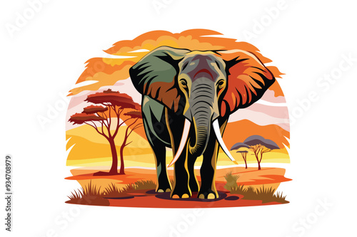 Elephant for t shirt design vector photo