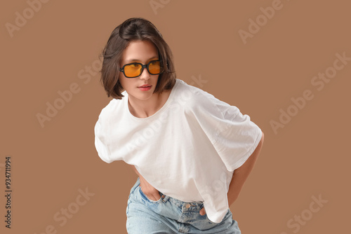 Young woman in white t-shir...