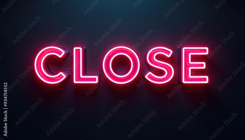Pink neon 'CLOSE' sign glowing brightly against a dark background. Pink neon 'CLOSE' sign glowing brightly against a dark background.