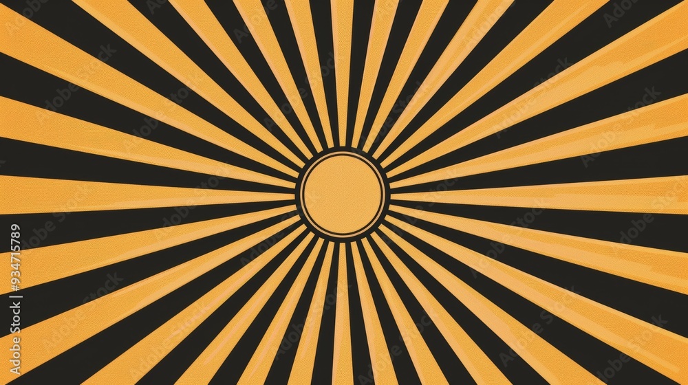 The striking yellow and black sunburst pattern draws attention with its bold rays radiating from the center, ideal for graphic design or promotional materials The striking yellow and black sunburst pattern draws attention with its bold rays radiating from the center, ideal for graphic design or promotional materials