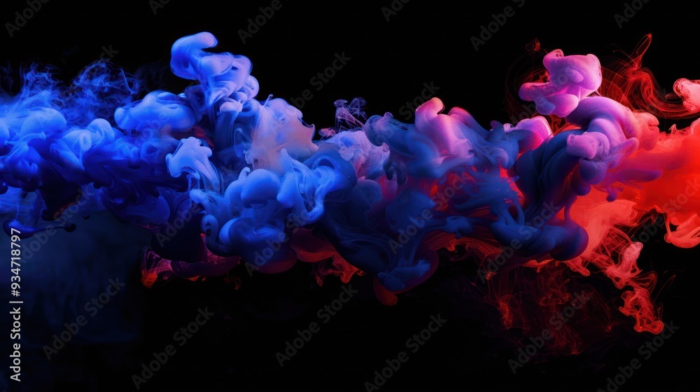 Obraz premium Abstract Colorful Ink Swirls on Black Background