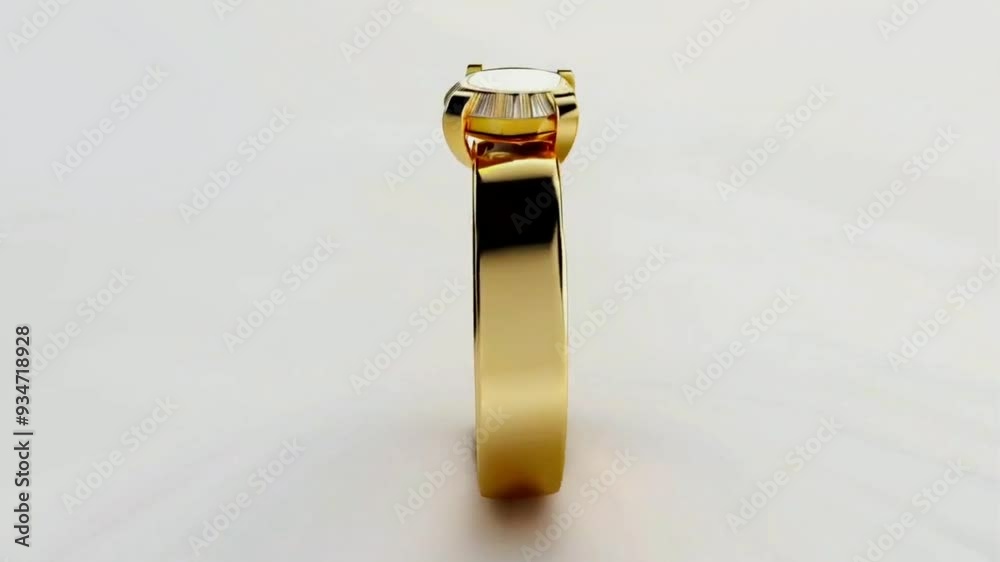 Rotate gold ring table white background HD 4K Video Clip Rotate gold ring table white background HD 4K Video Clip