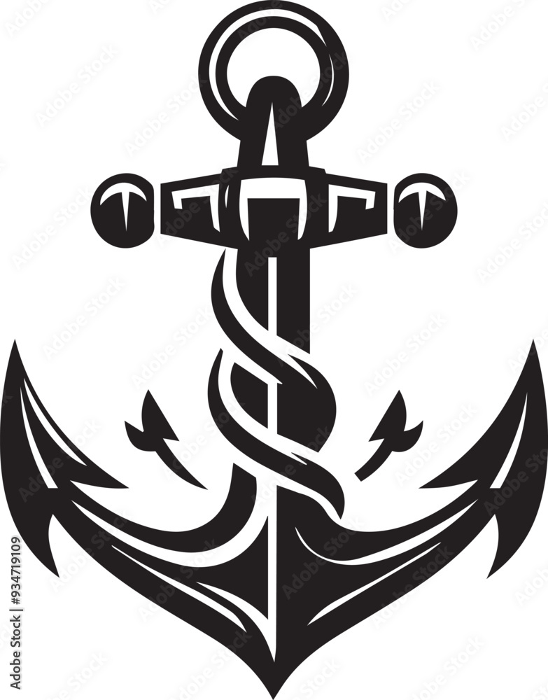 Simple Anchor Illustration with Celestial Elements Vector Simple Anchor Illustration with Celestial Elements Vector