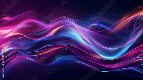 Modern abstract motion banner on dark background. Modern abstract colorful light motion banner on dark background