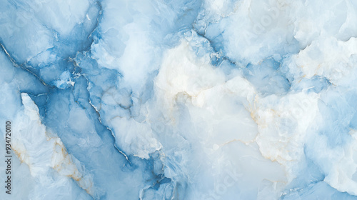 Marble｜Background with an elegant and beautiful pattern of blue, light blue, and white. photo