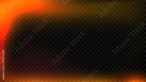 Light leak effect background. Saturated retro film overlay. Old photo filter template. Vintage exposed lens flare texture backdrop. Dark blur gradient photography wallpaper. Vector burn film effect