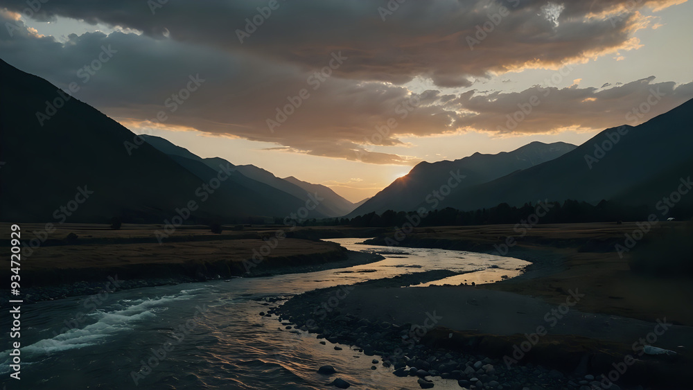 Obraz premium sunset in the mountains