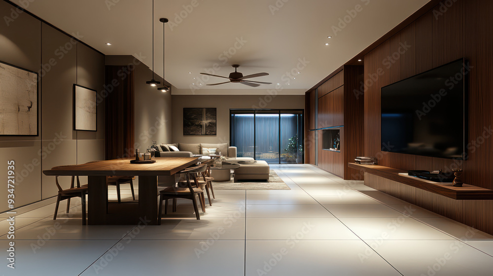 Fototapeta premium A photo of a modern minimalist dining room