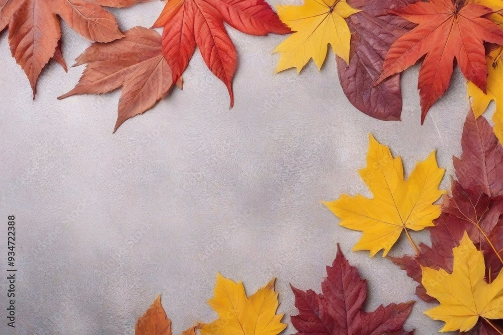top view colourful autumn leaves background with copy space top view colourful autumn leaves background with copy space