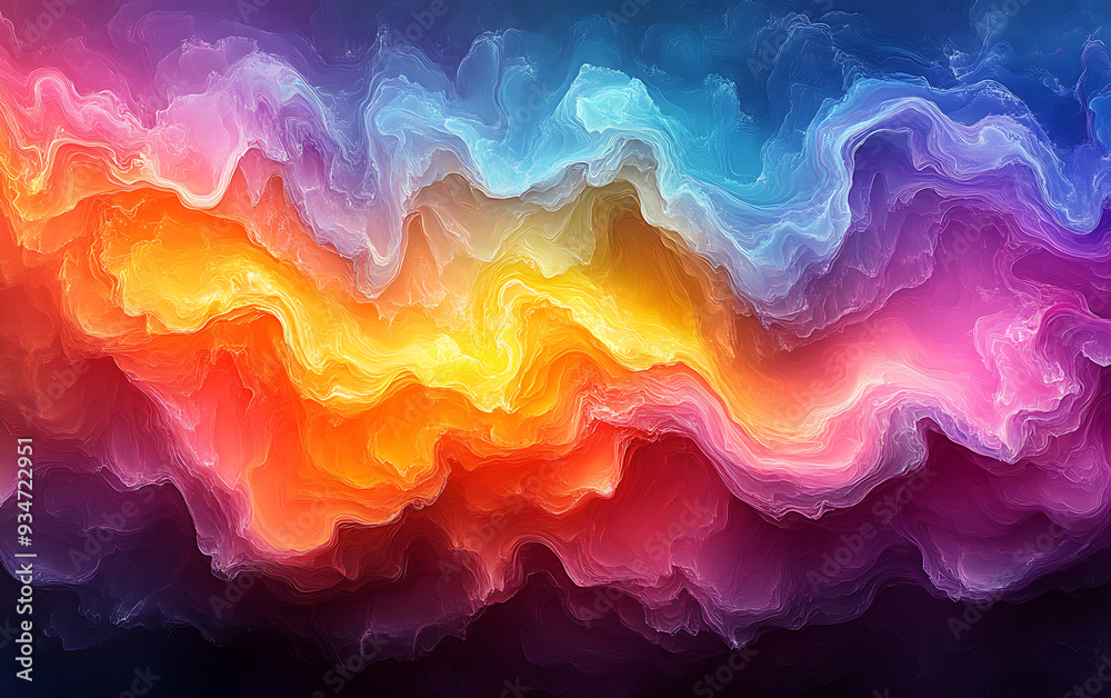 Psychedelic Rainbow Flames: Colorful Abstract Digital Painting