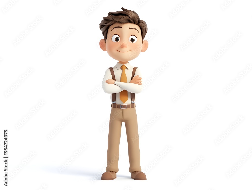 Full Body 3D Animated Boy Character in Professional Writer Uniform Standing Isolated on Clean White Background for Digital or Character Design Full Body 3D Animated Boy Character in Professional Writer Uniform Standing Isolated on Clean White Background for Digital or Character Design