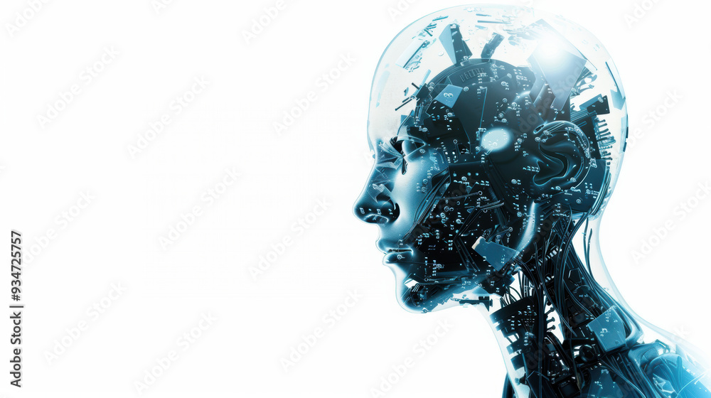 Robotics intelligent robot automation engineering technology humanoid artificial intelligence machine learning isolated white background Robotics intelligent robot automation engineering technology humanoid artificial intelligence machine learning isolated white background