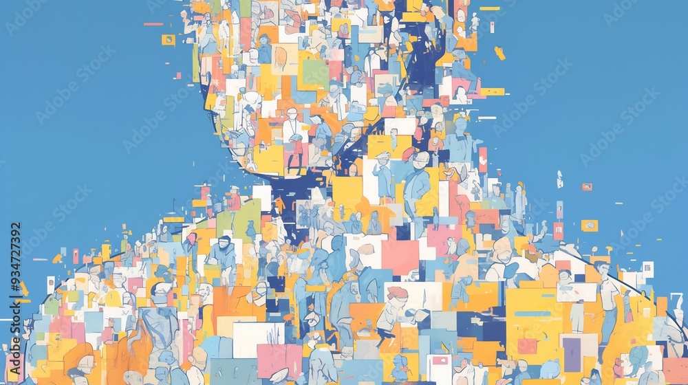 Diversity Spectrum abstract image where diverse human figure arranged along spectrum of color representing broad range of human experience identity figure blend into one another creating harmonious Diversity Spectrum abstract image where diverse human figure arranged along spectrum of color representing broad range of human experience identity figure blend into one another creating harmonious