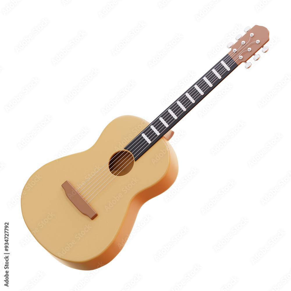 Fototapeta premium ACCOUSTIC GUITAR 3D ICON ILLUATRATION