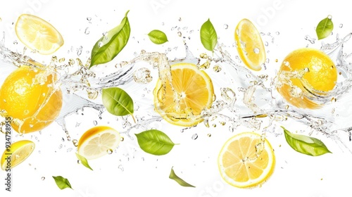 Lemons in Water Splash