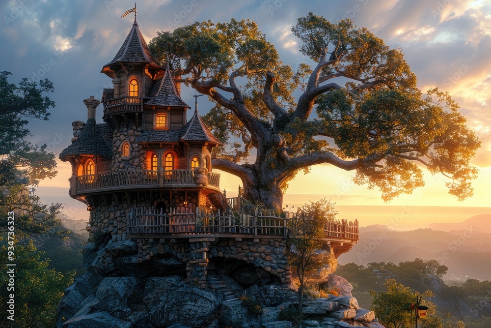 Fototapeta premium Castle Tree House Princess Hands