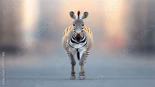 Zebra against an isolated background, with its detailed stripes and elegant form prominently displayed in a minimalistic environment.