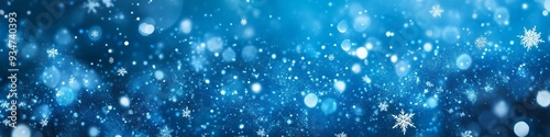 Magical Icy Sparkles and Snowflakes on Blue Gradient Background