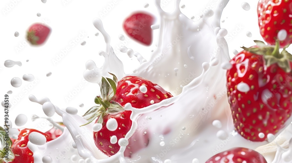 Strawberries Splashing in Milk Strawberries Splashing in Milk