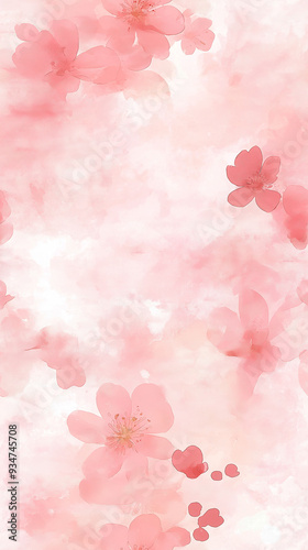Delicate pink cherry blossoms in a seamless pattern with a watercolor effect. Soft and romantic, ideal for spring decor, stationery, or textiles.