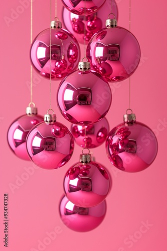 Christmas balls on a pink background