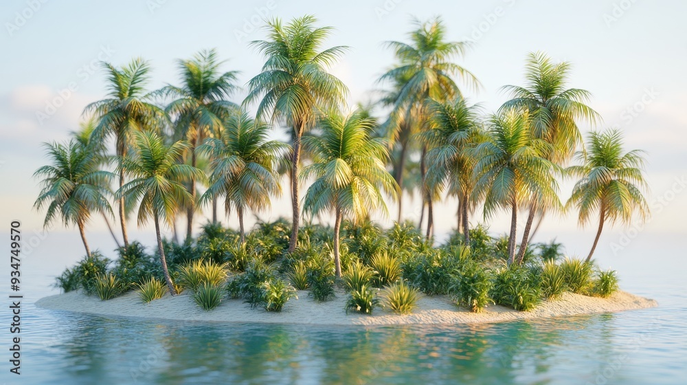 Tropical Paradise: 3D Island with 2D Palm Trees Swaying in AI-Generated Breeze Tropical Paradise: 3D Island with 2D Palm Trees Swaying in AI-Generated Breeze
