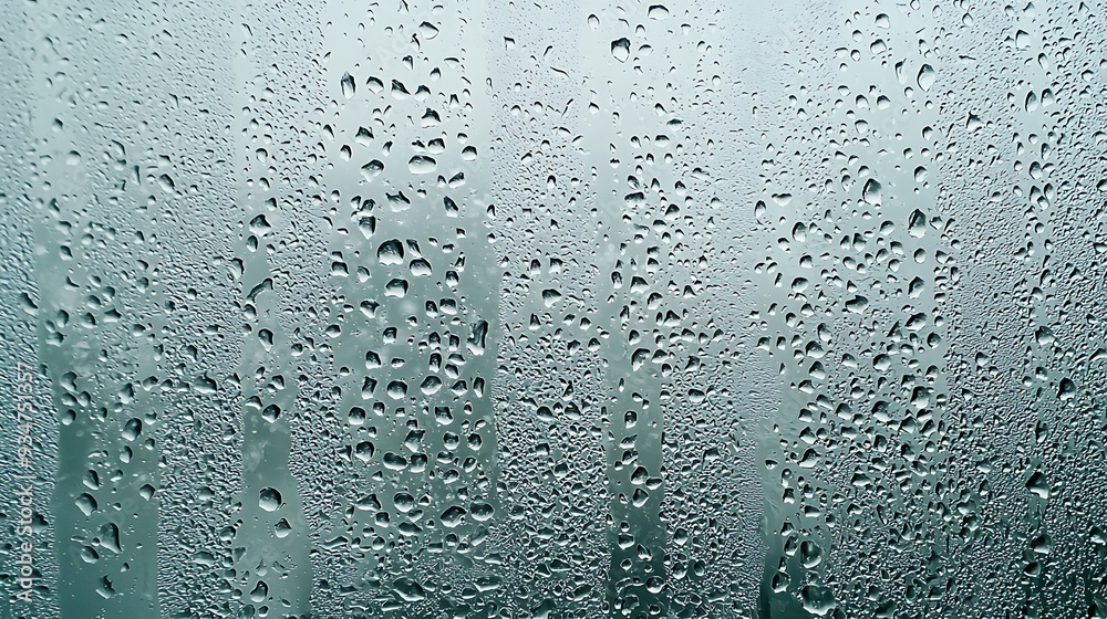 Fototapeta premium Water Droplets on Glass Abstract Background Texture