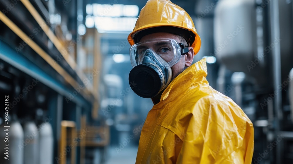 Industrial Worker Handling Hazardous Materials with Precision and Safety. The Scene Highlights the Importance of Protective Gear and Careful Procedures in a High-Risk Environment. Industrial Worker Handling Hazardous Materials with Precision and Safety. The Scene Highlights the Importance of Protective Gear and Careful Procedures in a High-Risk Environment.