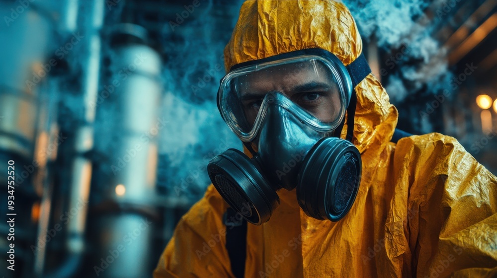 Industrial Worker Handling Hazardous Materials with Precision and Safety. The Scene Highlights the Importance of Protective Gear and Careful Procedures in a High-Risk Environment. Industrial Worker Handling Hazardous Materials with Precision and Safety. The Scene Highlights the Importance of Protective Gear and Careful Procedures in a High-Risk Environment.