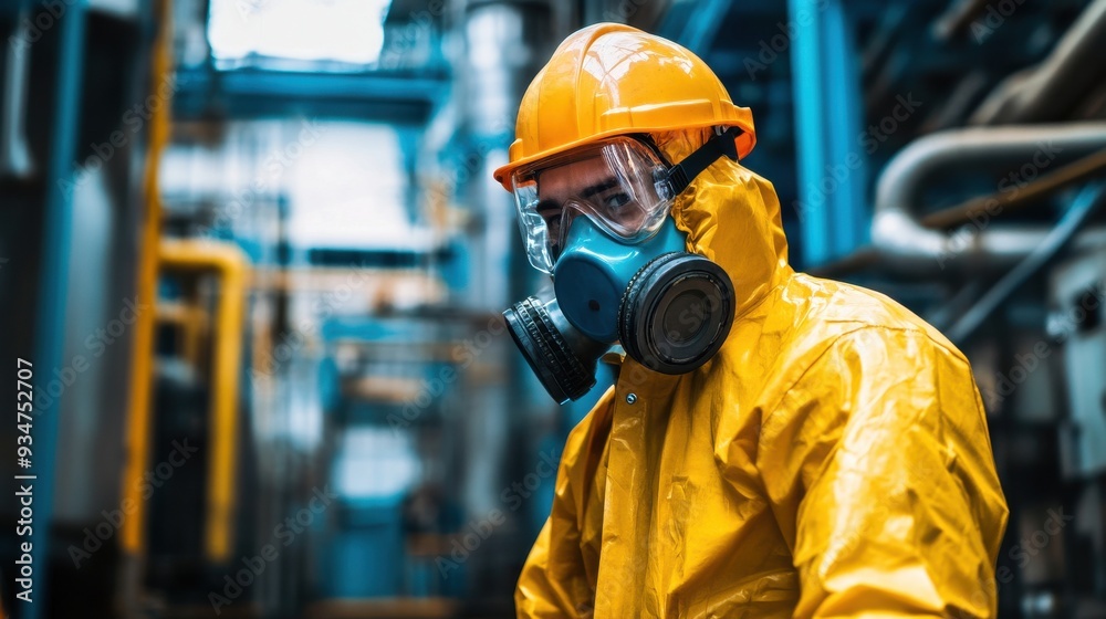 Industrial Worker Handling Hazardous Materials with Precision and Safety. The Scene Highlights the Importance of Protective Gear and Careful Procedures in a High-Risk Environment. Industrial Worker Handling Hazardous Materials with Precision and Safety. The Scene Highlights the Importance of Protective Gear and Careful Procedures in a High-Risk Environment.