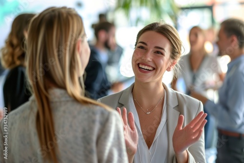 happiness and engagement of a group of staff or participants as they share laughter while listening to a startup business owner at a trade show exhibition event. photo