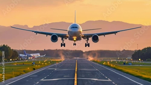 The airplane is landing at the airport above the road. 