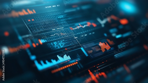 Abstract Digital Interface With Data and Graphs