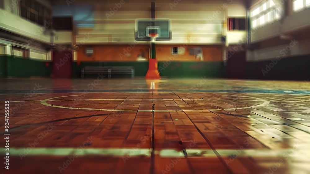 Obraz premium Basketball court. Sport arena. 3D render background: A 3D-rendered background of a basketball 