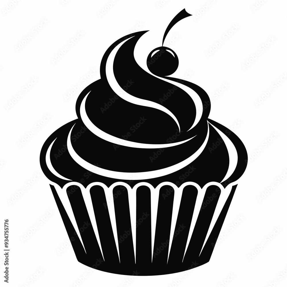 Cupcake vector, silhouette of cupcake icon Cupcake vector, silhouette of cupcake icon