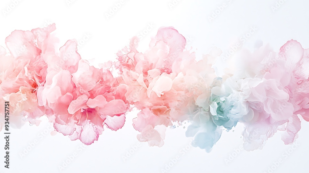 Obraz premium Abstract Floral Ink Swirls Background Pink Blue White Watercolor Pastel Colors Modern Design